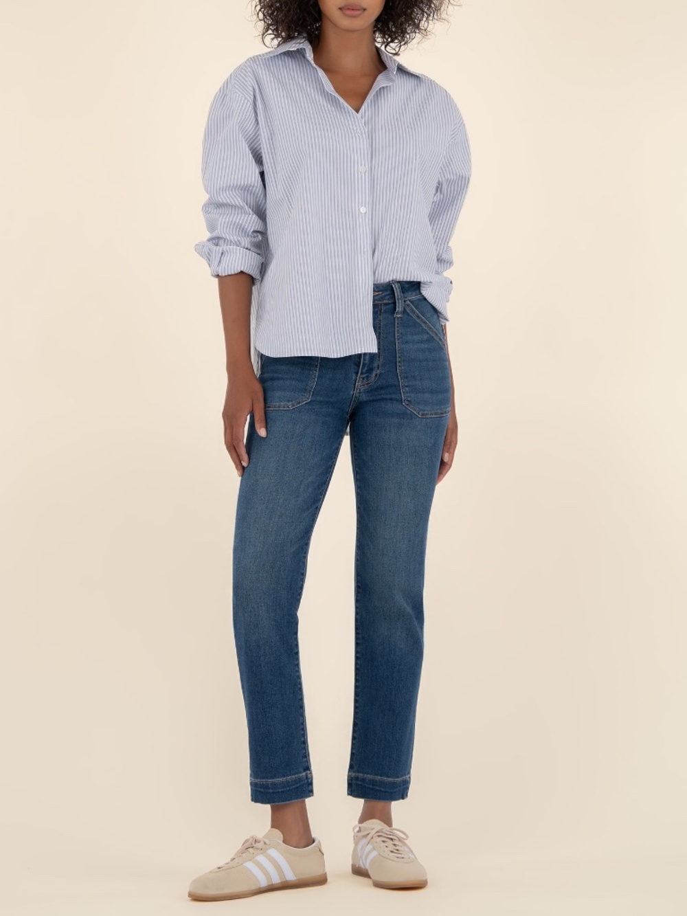 Kut from the Kloth Reese High Rise Straight Leg Size 0/ Intertwined W/Dark Bas